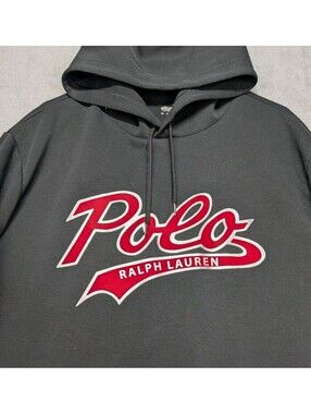 Polo Ralph Lauren Mens 2XL Black Red Logo Hoodie Performance Pullover Sweatshirt
